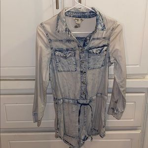 acid wash denim romper